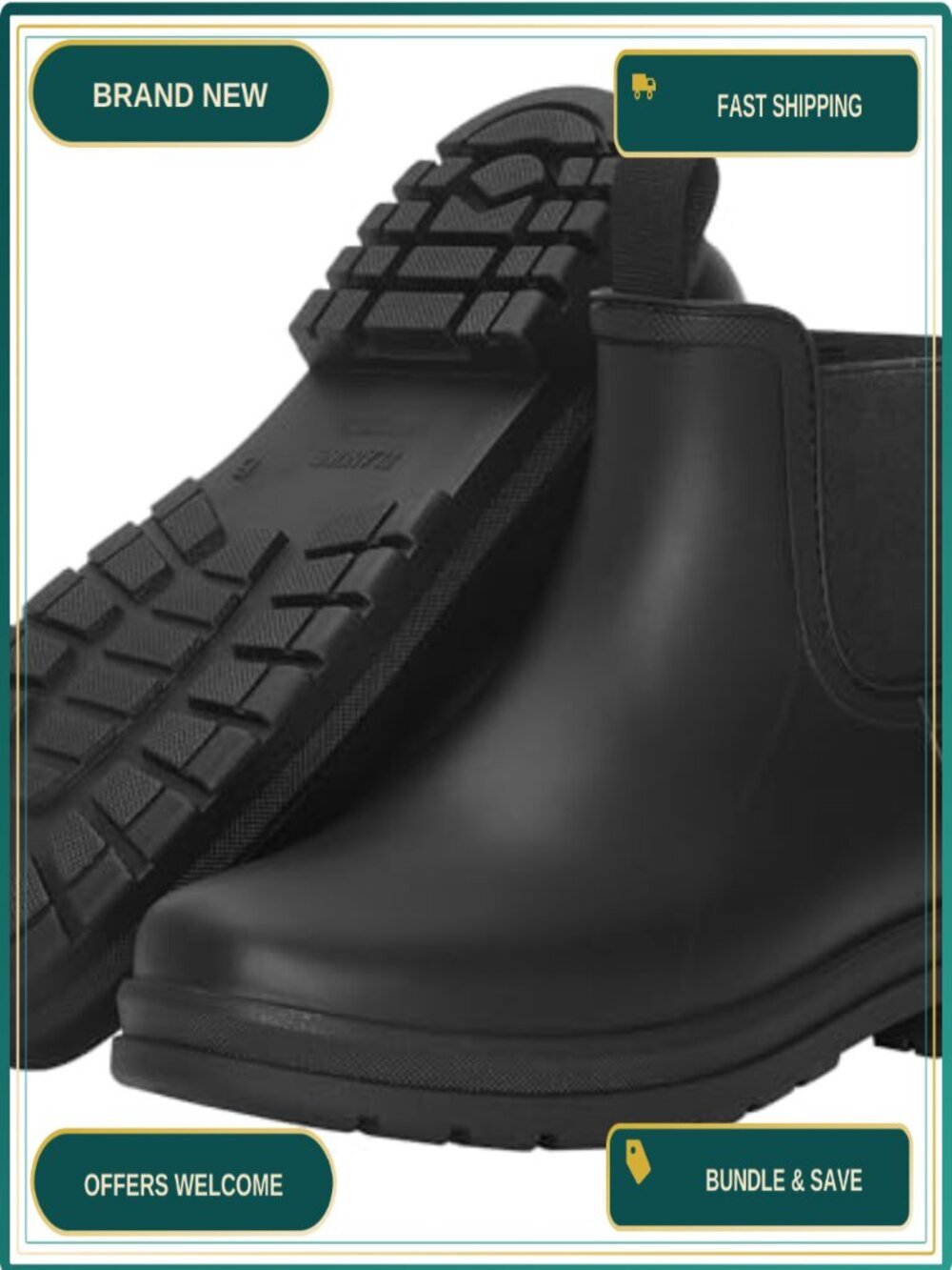 Women's Waterproof Chelsea Ankle Rain Boots Slip-On